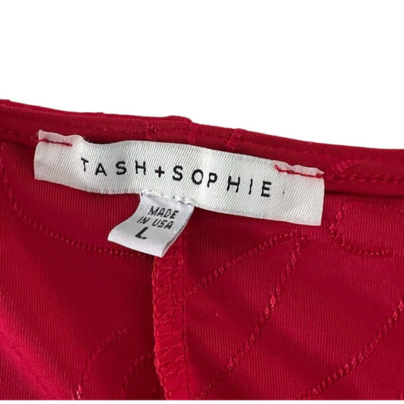 Tash + Sophie Women's Large Red Dress Sleeveless Embossed A-Line Made in USA New - Picture 3 of 11